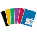 Mead 1-Subject Notebooks, 8" x 10.5", Wide Ruled, 70 Sheets, Assorted Colors, 6/Bundle (MEA05510-6)