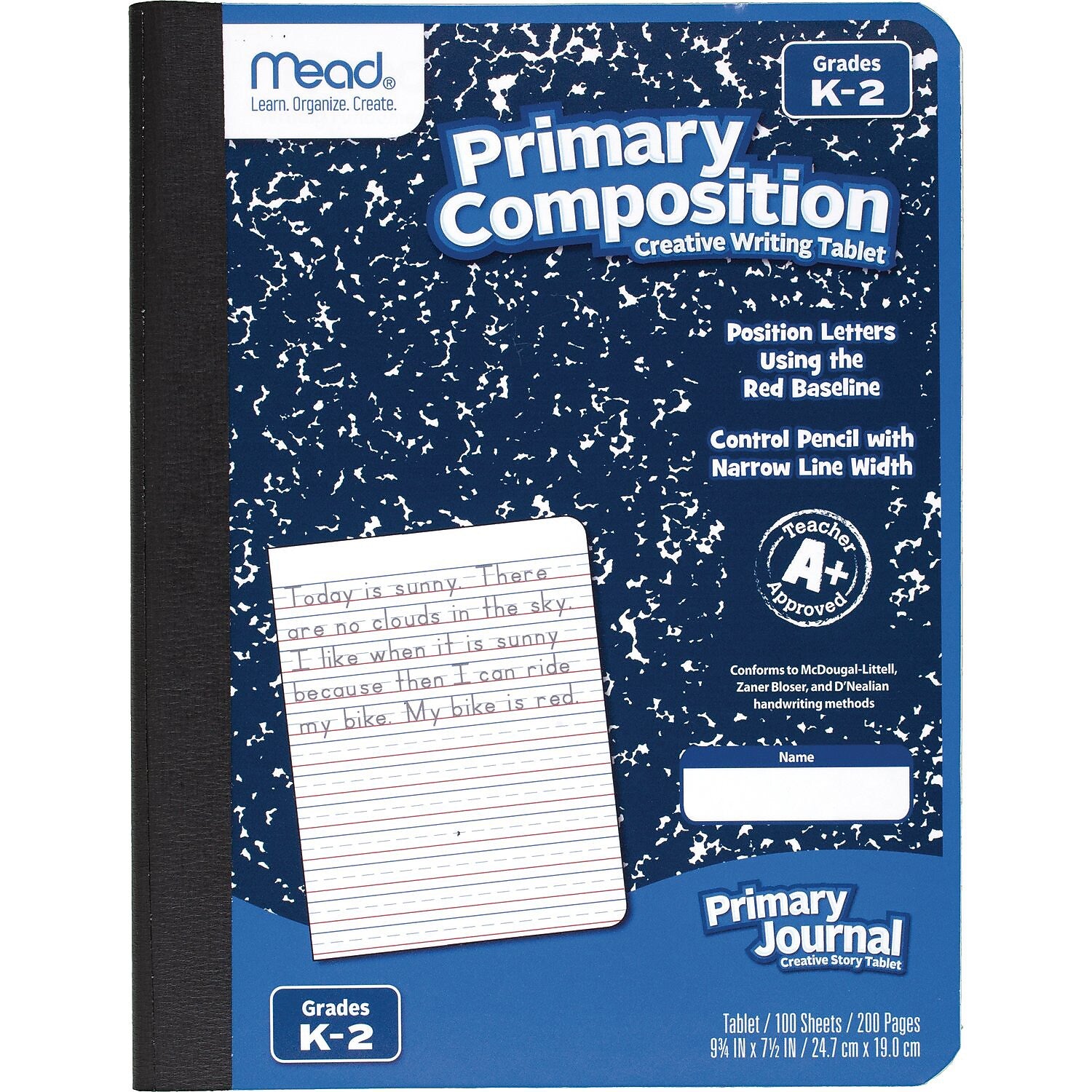 Mead Composition Notebooks, 9.75" x 7.5", Primary Ruled, 100 Sheets, Blue Marble, 3/Bundle (MEA09902-3)