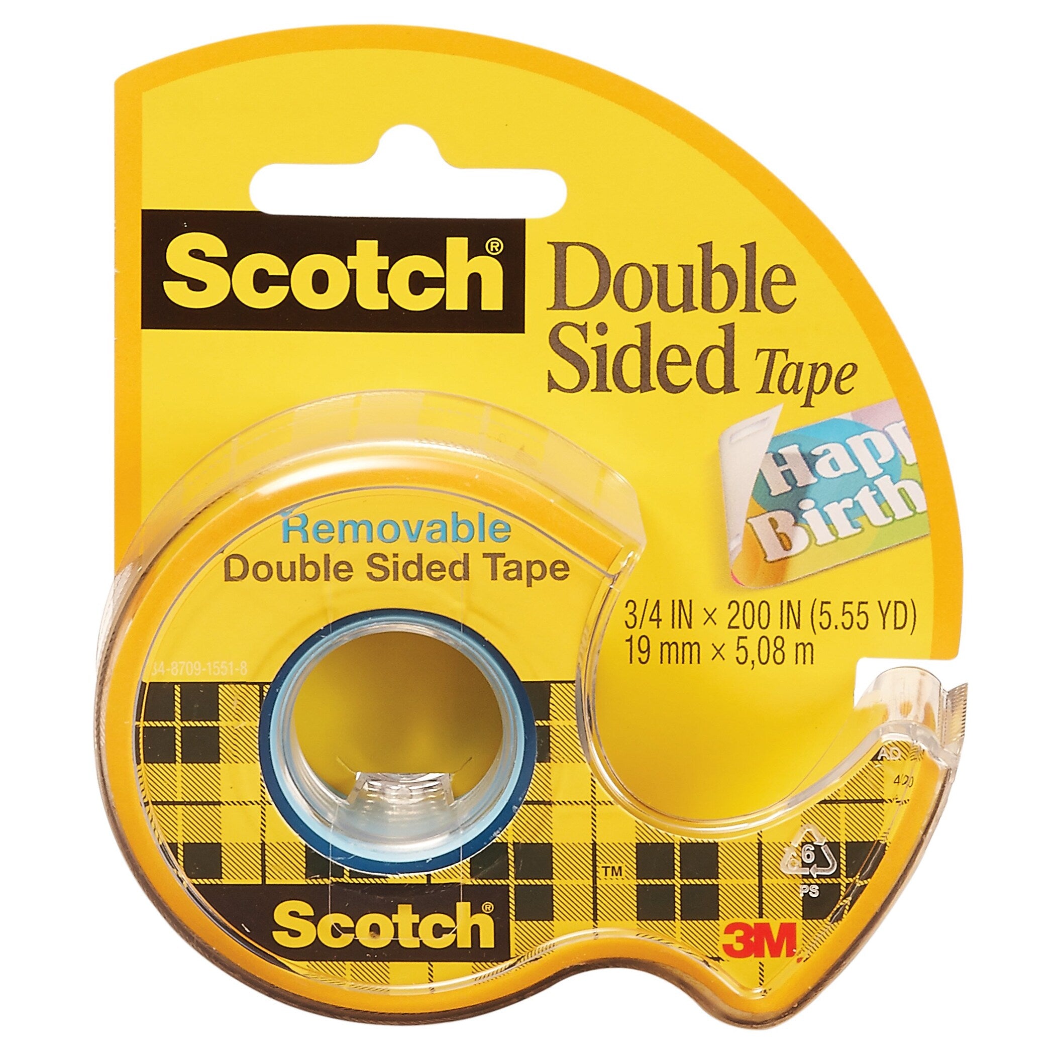 Scotch Removable Double Sided Tape, 3/4" x 5.5 yds., Clear, 6 Rolls (MMM238-6)