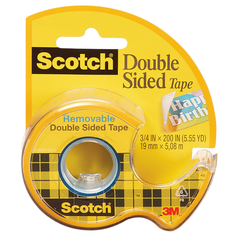 Scotch Removable Double Sided Tape, 3/4" x 5.5 yds., Clear, 6 Rolls (MMM238-6)