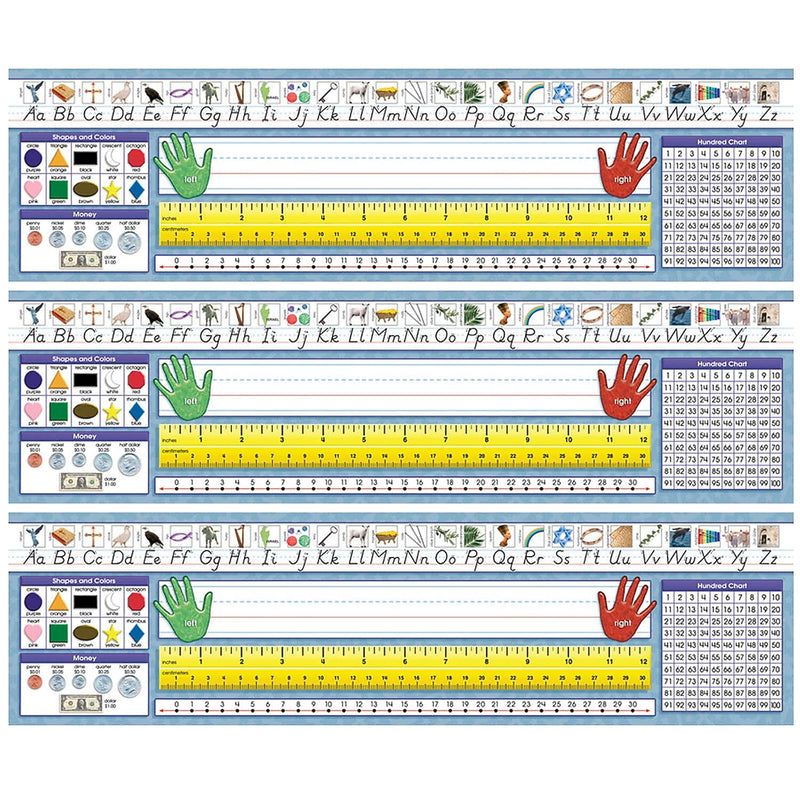 North Star Teacher Resources Traditional Manuscript Primary Desk Plates, 19" x 5", 36 Per Pack, 3 Packs (NST9003-3)