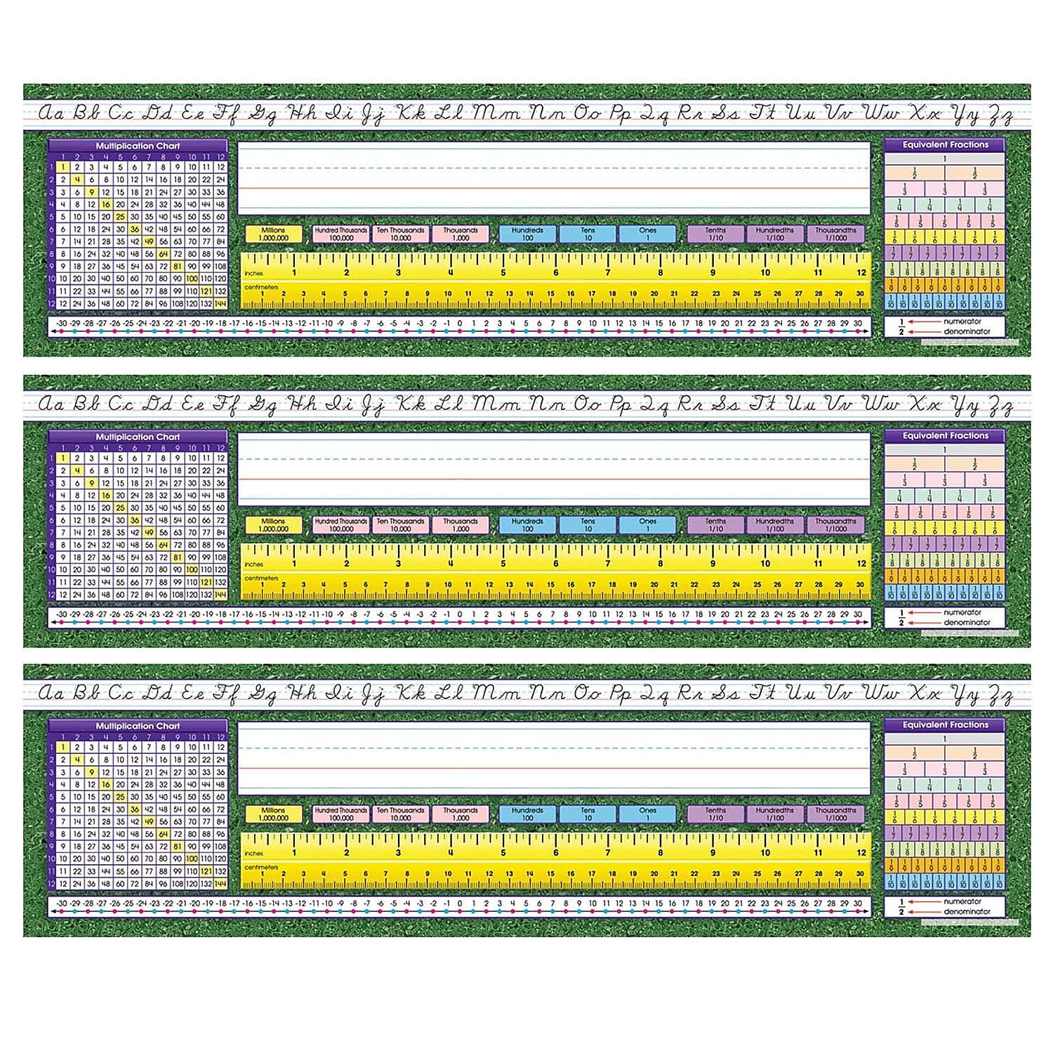 North Star Teacher Resources Modern Cursive Intermediate Desk Plates, 19" x 5", 36 Per Pack, 3 Packs (NST9006-3)