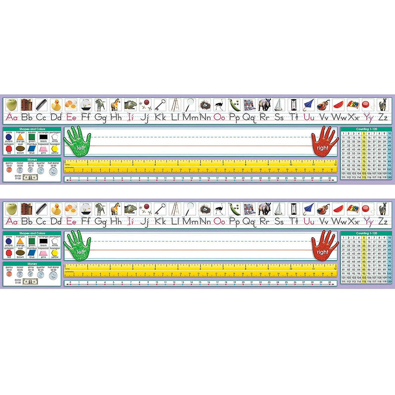 North Star Teacher Resources Adhesive Primary Traditional Manuscript Desk Plates, 17.5" x 4", 36 Per Pack, 2 Packs (NST9040-2)