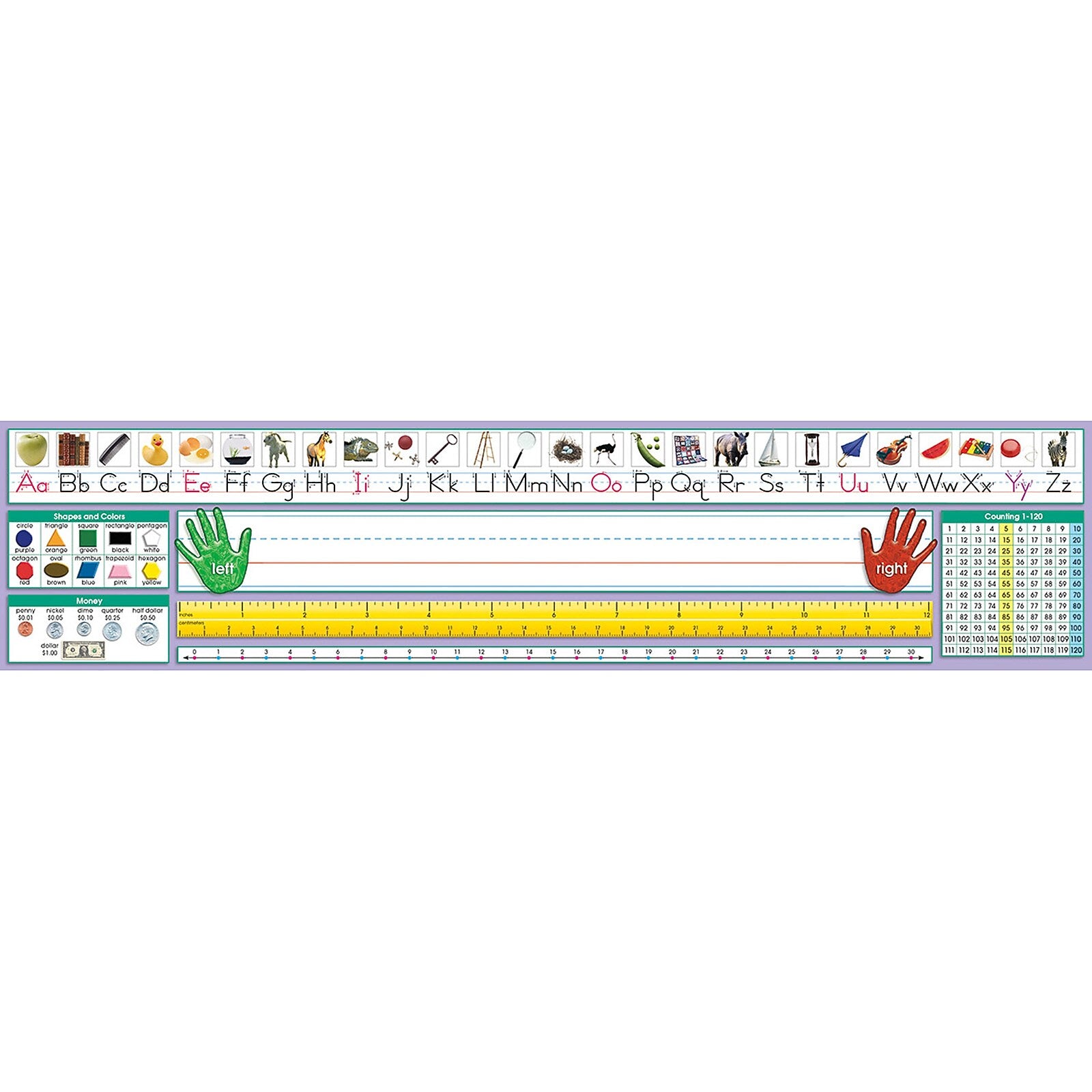 North Star Teacher Resources Adhesive Primary Traditional Manuscript Desk Plates, 17.5" x 4", 36 Per Pack, 2 Packs (NST9040-2)