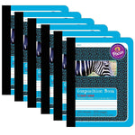 Pacon Composition Notebooks, 9.75" x 7.5", Primary Ruled, 100 Sheets, Blue Zebra, 6/Bundle (PAC2425-6)