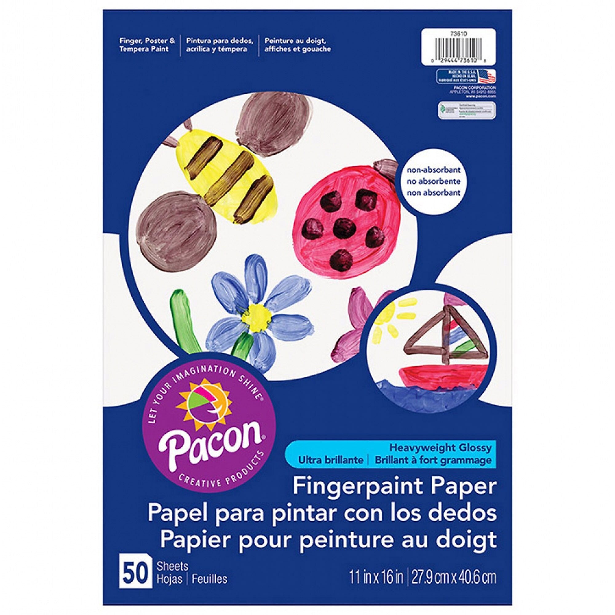 Art Street® Fingerpaint Paper, 11" x 16", White, 50 Sheets Per Pack, 6 Packs (PAC73610-6)