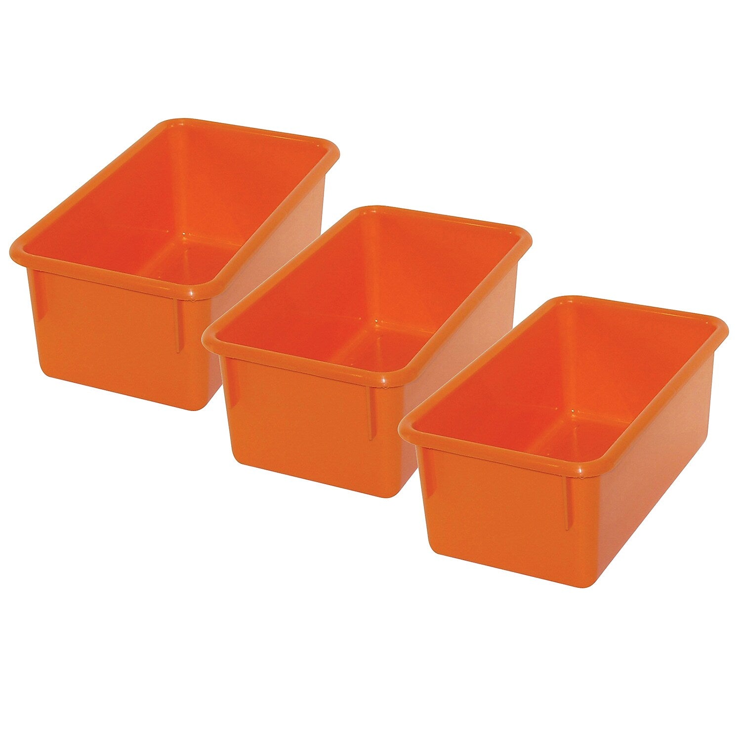 Romanoff Plastic Stowaway Tray No Lid, 5.25" x 13.25" x 7.75", Orange, Pack of 3 (ROM12109-3)