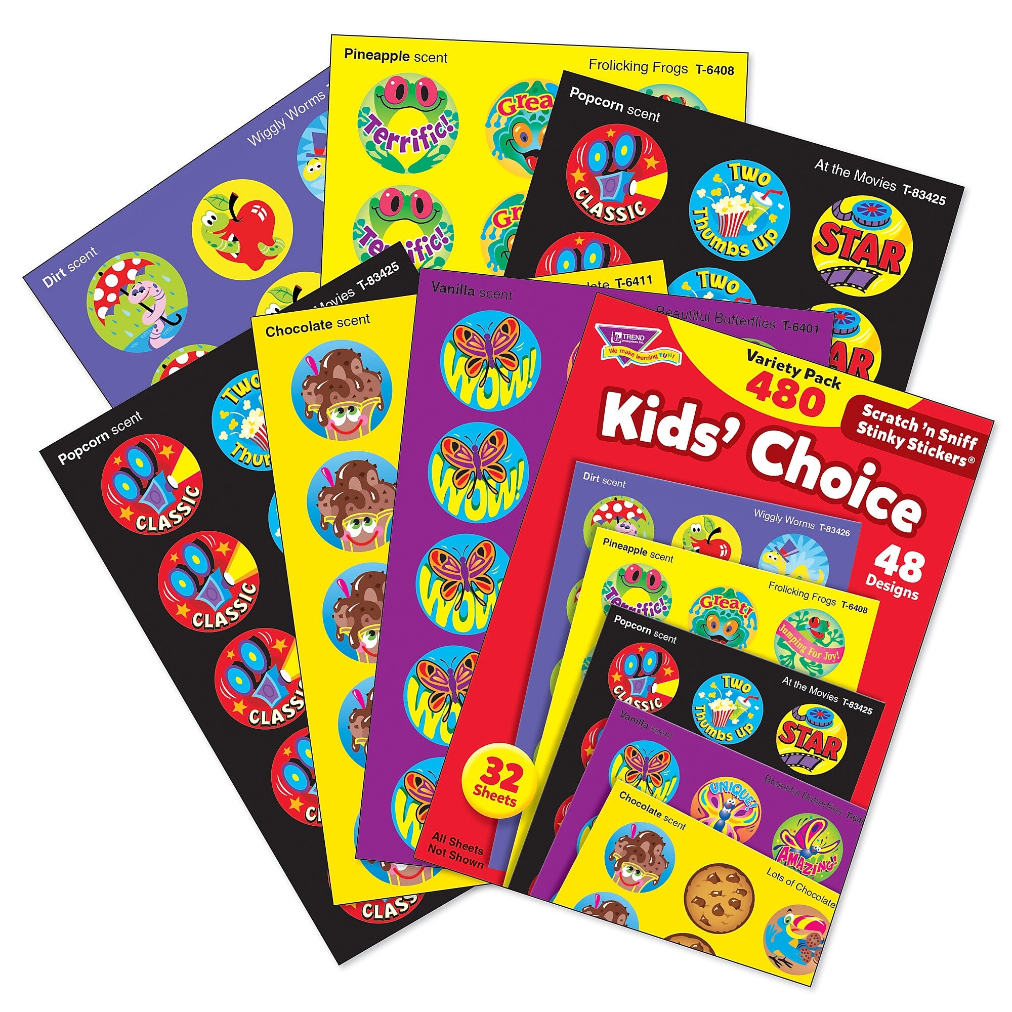 TREND Kids' Choice Stinky Stickers Variety Pack, Multicolored, 480/Pack, 2 Packs/Bundle (T-089-2)