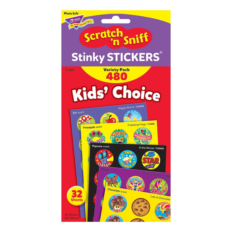 TREND Kids' Choice Stinky Stickers Variety Pack, Multicolored, 480/Pack, 2 Packs/Bundle (T-089-2)