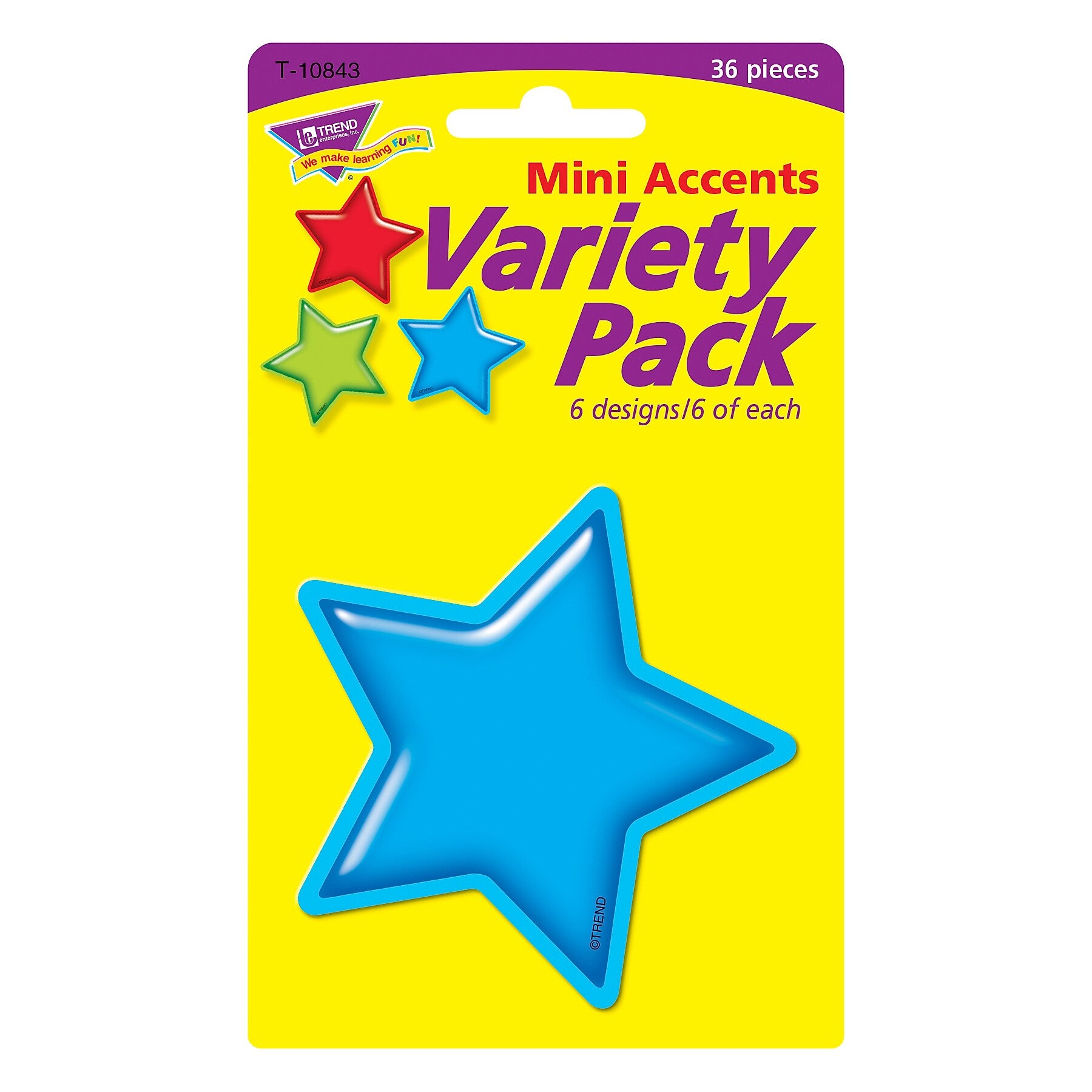 TREND Gumdrop Stars Mini Accents Variety Pack, 36 Per Pack, 6 Packs (T-10843-6)