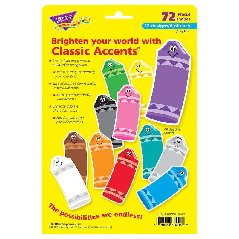 TREND Crayon Colors Classic Accents® Variety Pack, 72 Per Pack, 3 Packs (T-10904-3)