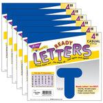 TREND 4" Casual Uppercase Ready Letters, Blue, 71 Characters/Pack, 6 Packs (T-1602-6)