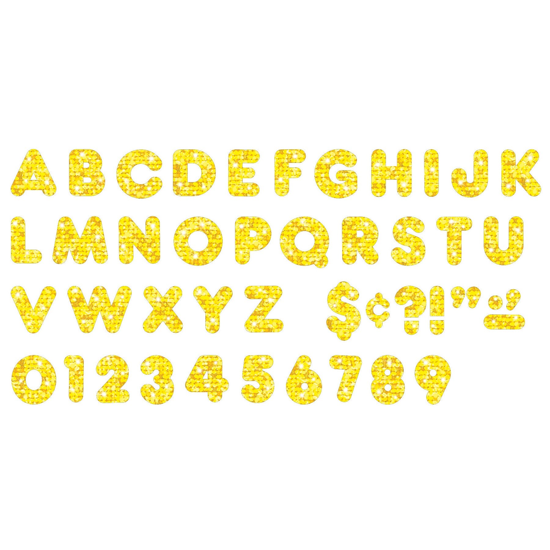 TREND 4" Sparkle Casual Uppercase Ready Letters, Yellow, 71/Pack, 3 Packs (T-1616-3)