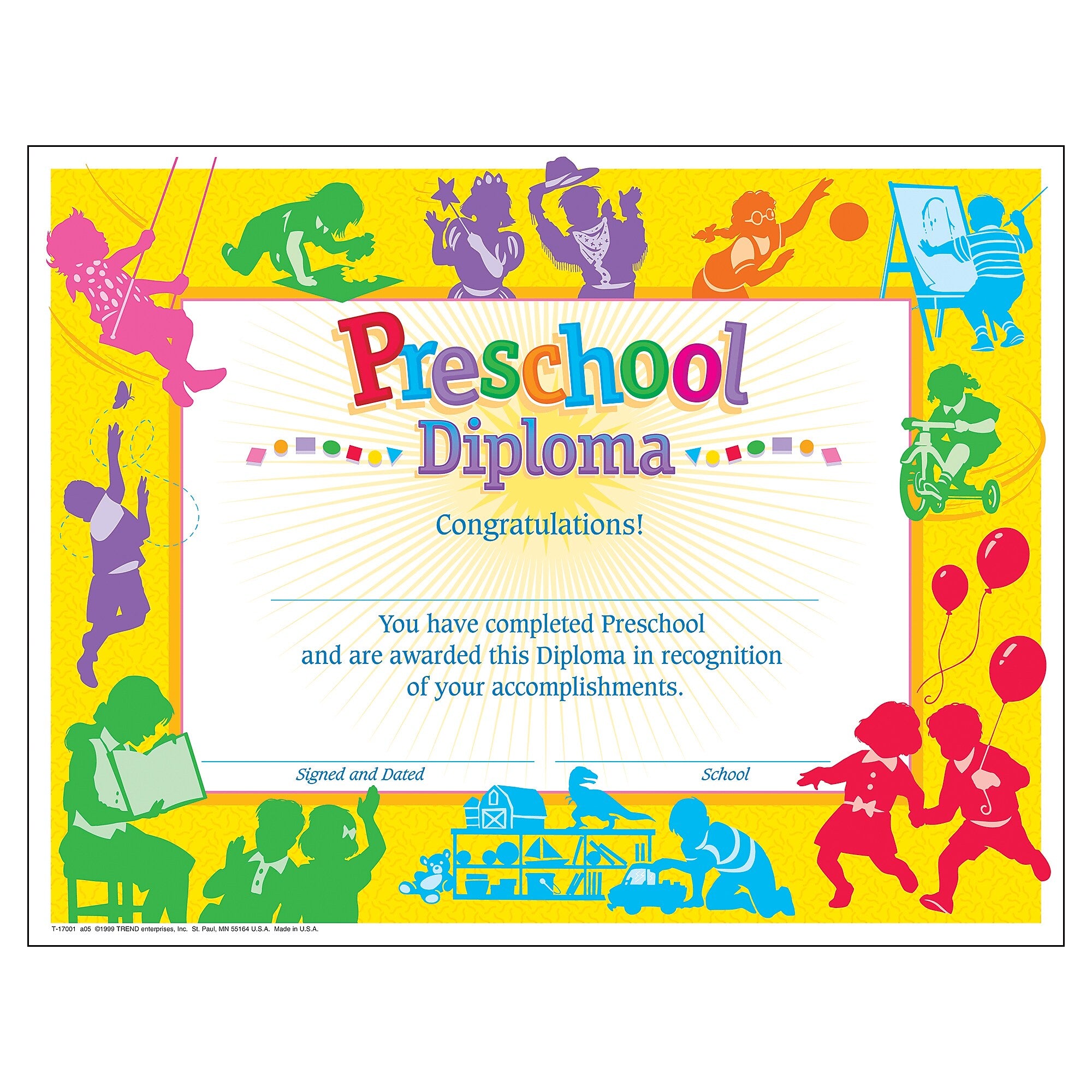 TREND Classic Preschool Diploma, 30 Per Pack, 6 Packs (T-17001-6)