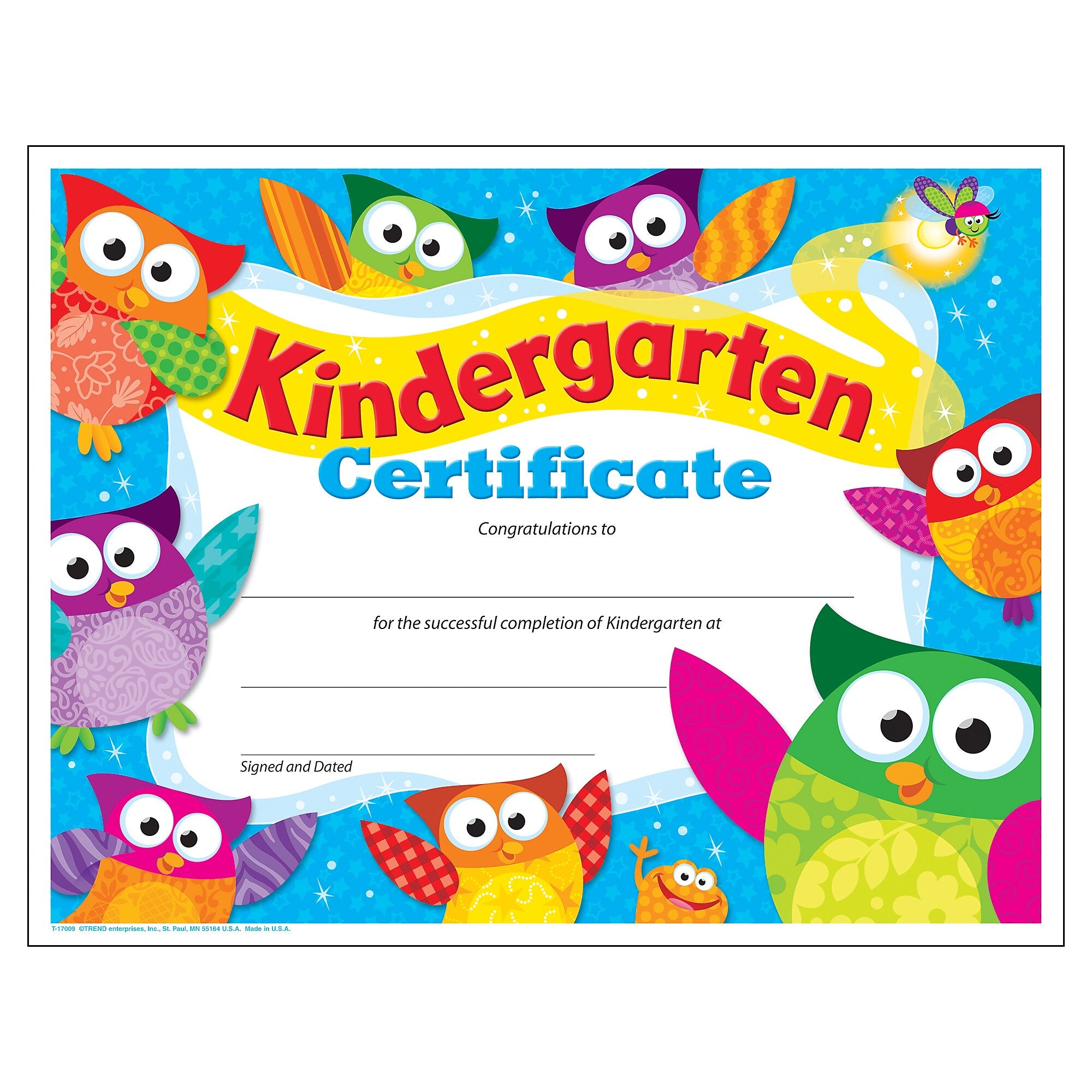 TREND Kindergarten Certificate Owl-Stars!®, 30 Per Pack, 6 Packs (T-17009-6)