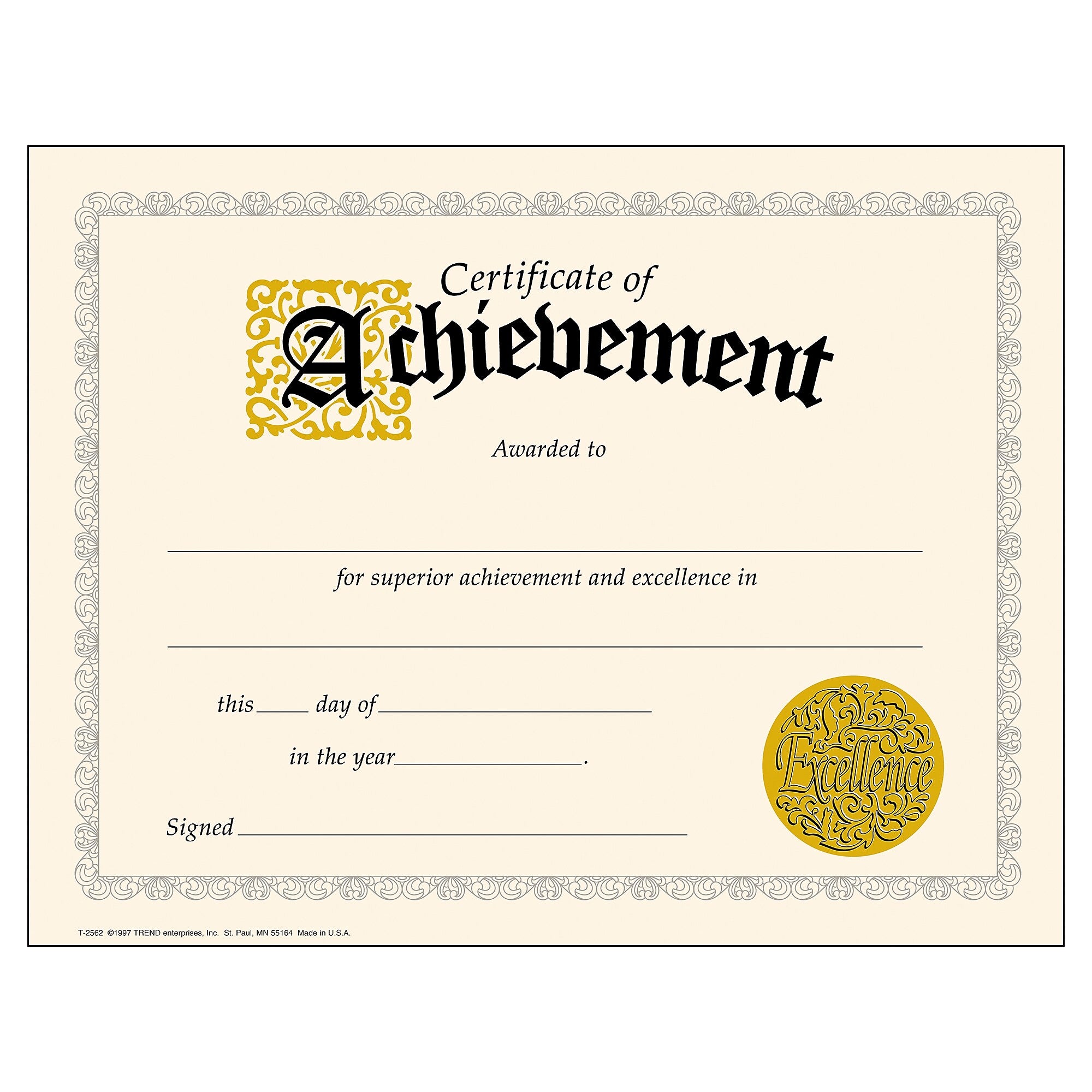Trend Enterprises Achievement Certificates, 8.5" x 11", Multicolor, 6/Bundle (T-2562-6)