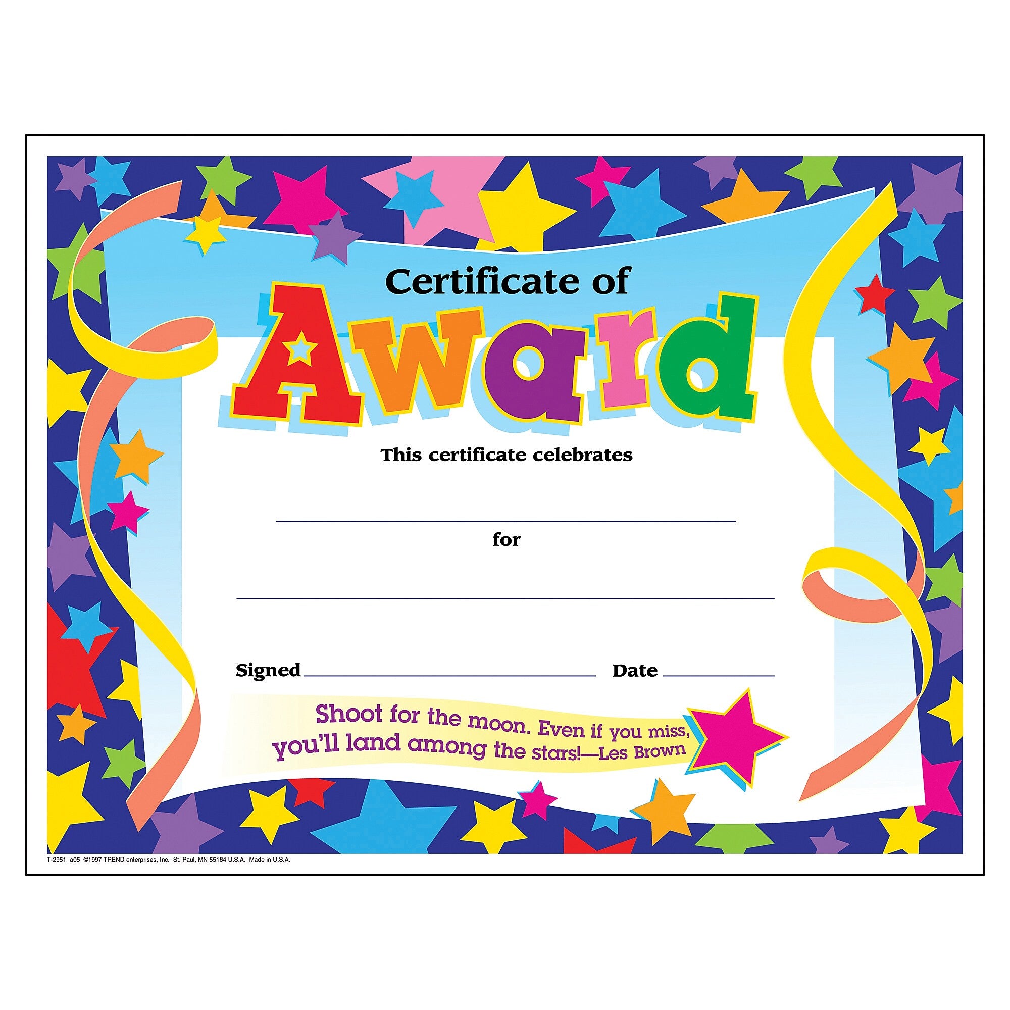 TREND Certificate of Award Colorful Classics Certificates, 30 Per Pack, 6 Packs (T-2951-6)