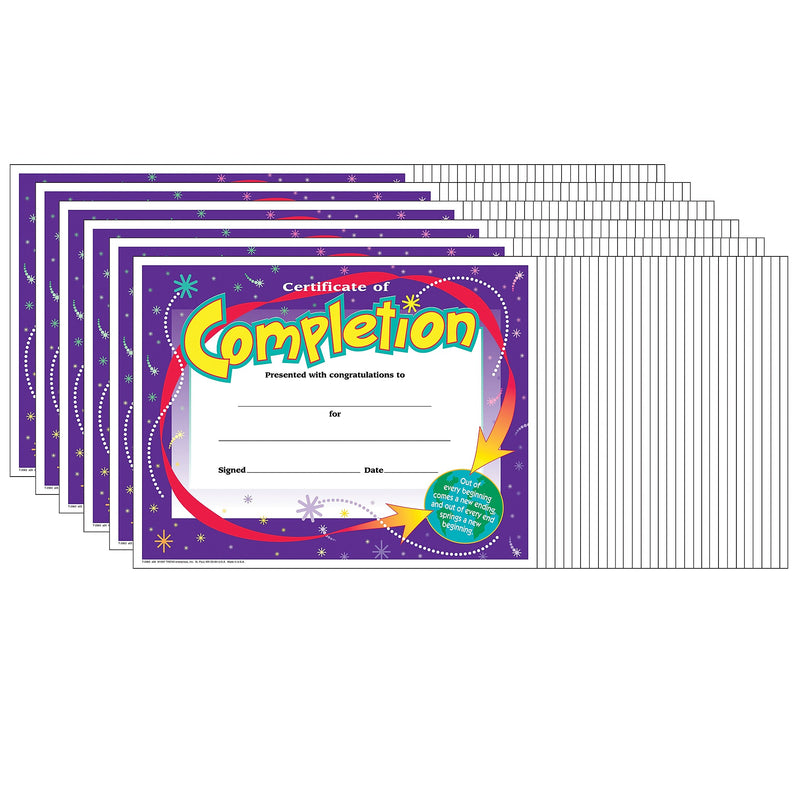 TREND Certificate of Completion Colorful Classics Certificates, 30 Per Pack, 6 Packs (T-2963-6)