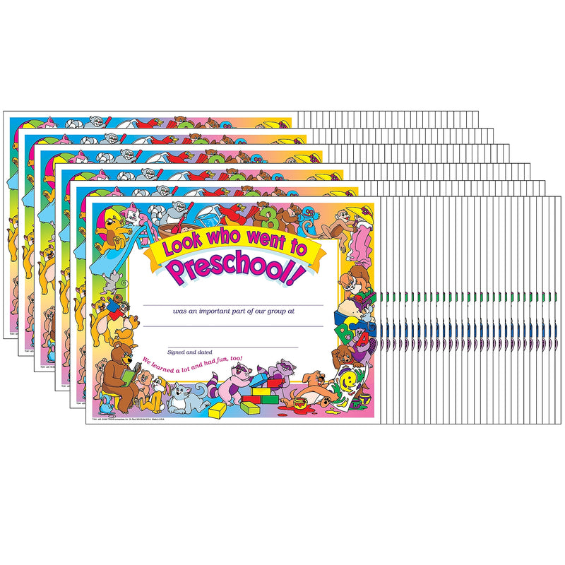 TREND Look who went to Preschool! Certificate, 30 Per Pack, 6 Packs (T-341-6)
