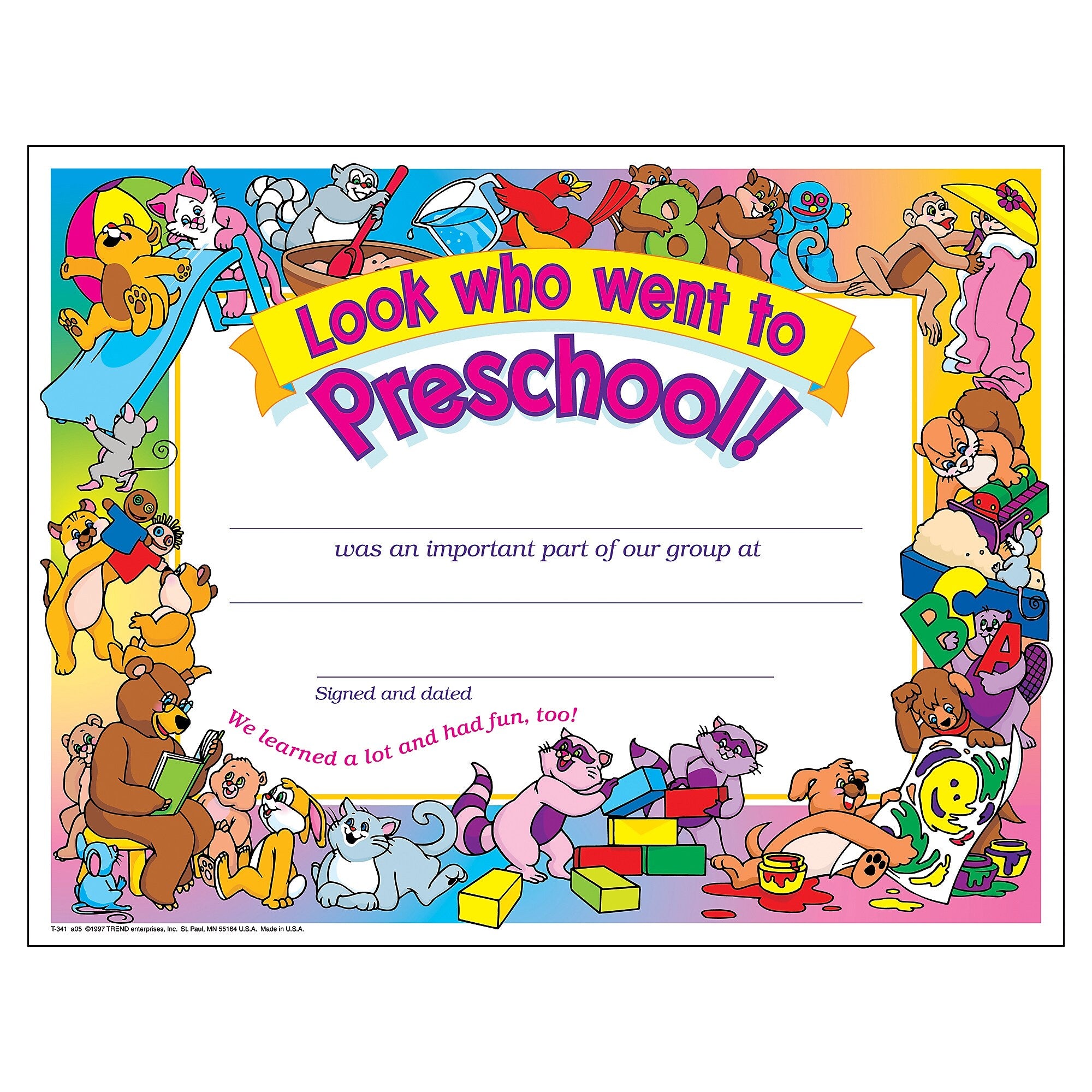 TREND Look who went to Preschool! Certificate, 30 Per Pack, 6 Packs (T-341-6)