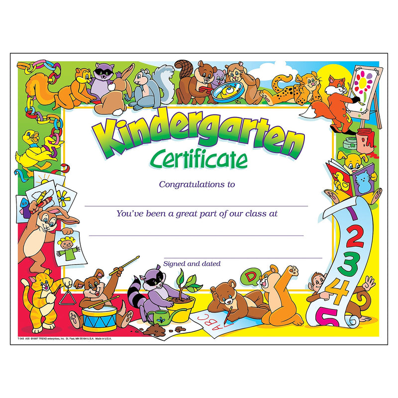 TREND Kindergarten Certificate, 30 Per Pack, 6 Packs (T-343-6)