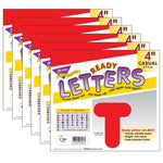 TREND 4" Casual Uppercase Ready Letters, Red, 71/Pack, 6 Packs (T-457-6)