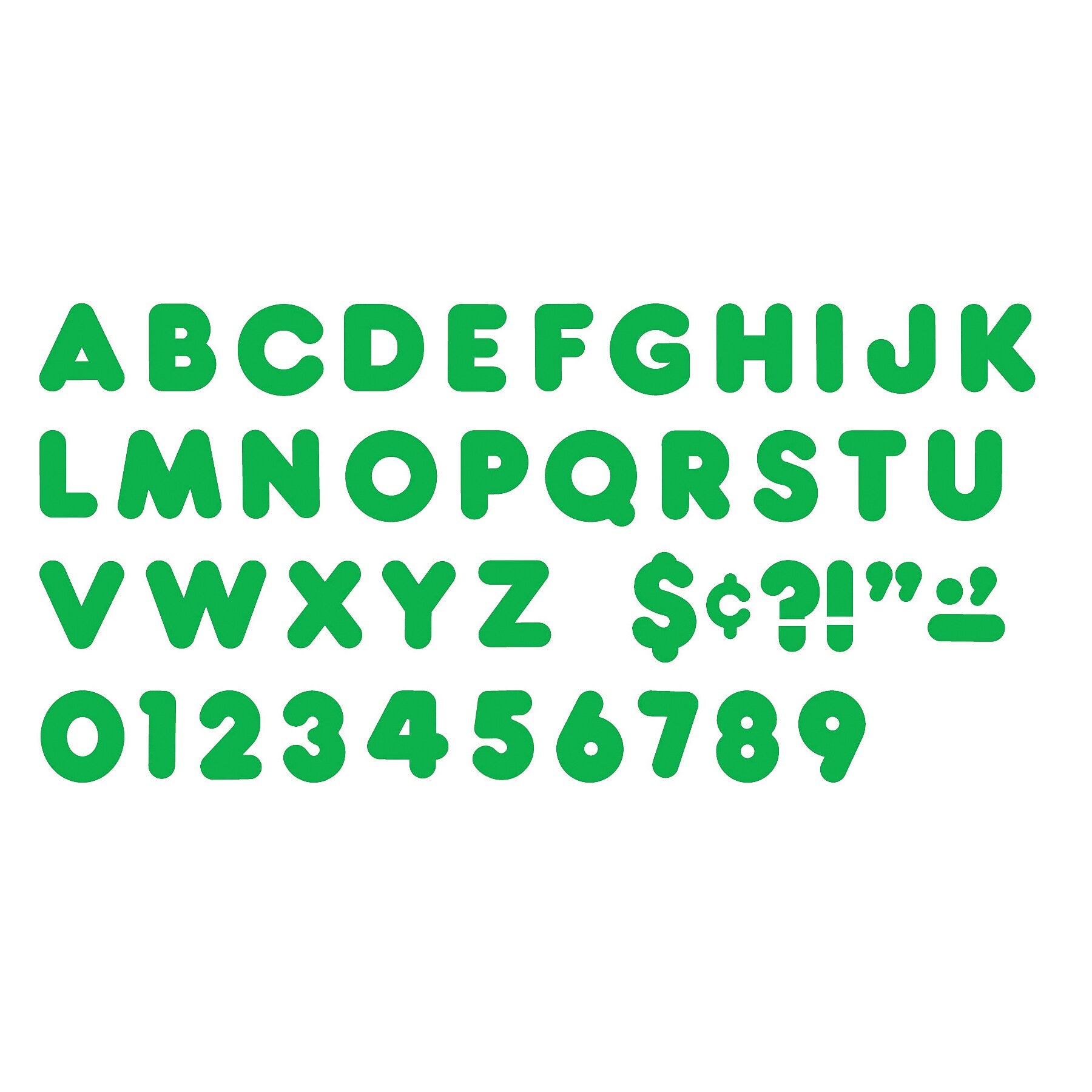 TREND 4" Casual Uppercase Ready Letters, Green, 71/Pack, 6 Packs (T-458-6)