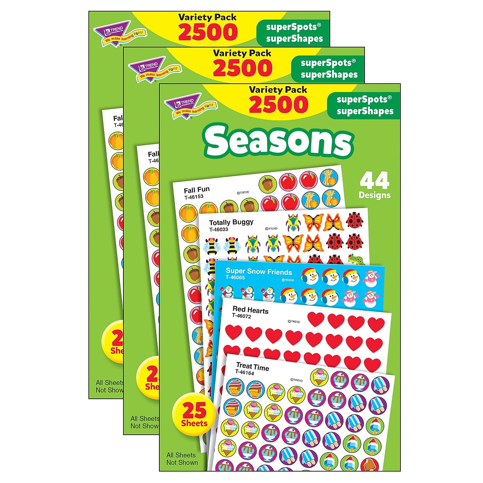 TREND Seasons superSpots® superShapes Variety Pack, Multicolored, 2500 Per Pack, 3 Packs (T-46914-3)
