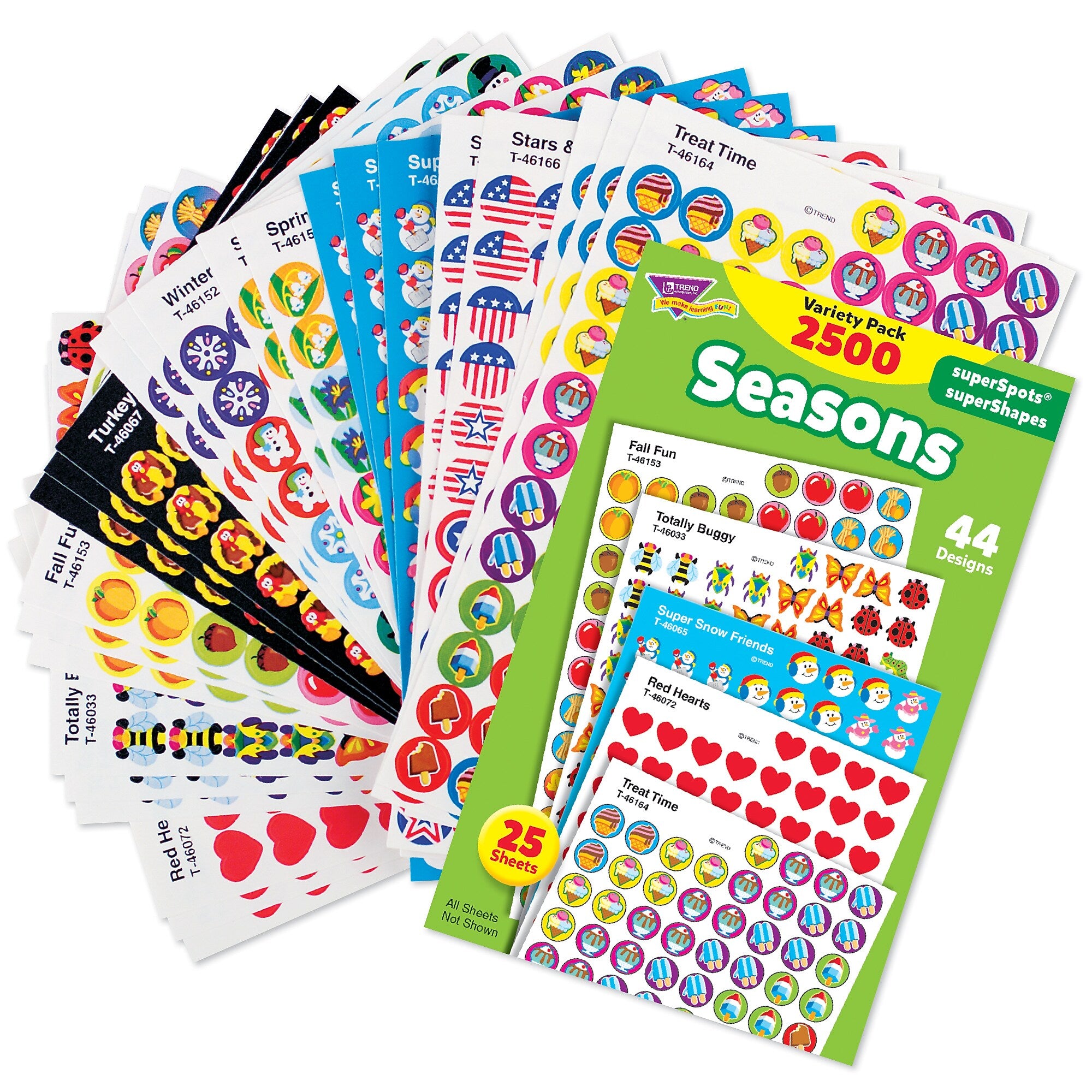 TREND Seasons superSpots® superShapes Variety Pack, Multicolored, 2500 Per Pack, 3 Packs (T-46914-3)