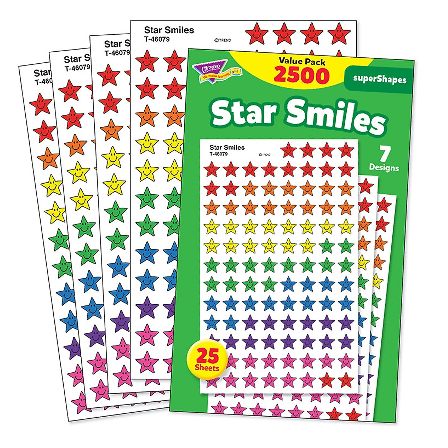 TREND Star Smiles superShapes Stickers Value Pack, 2500 Per Pack, 3 Packs (T-46917-3)