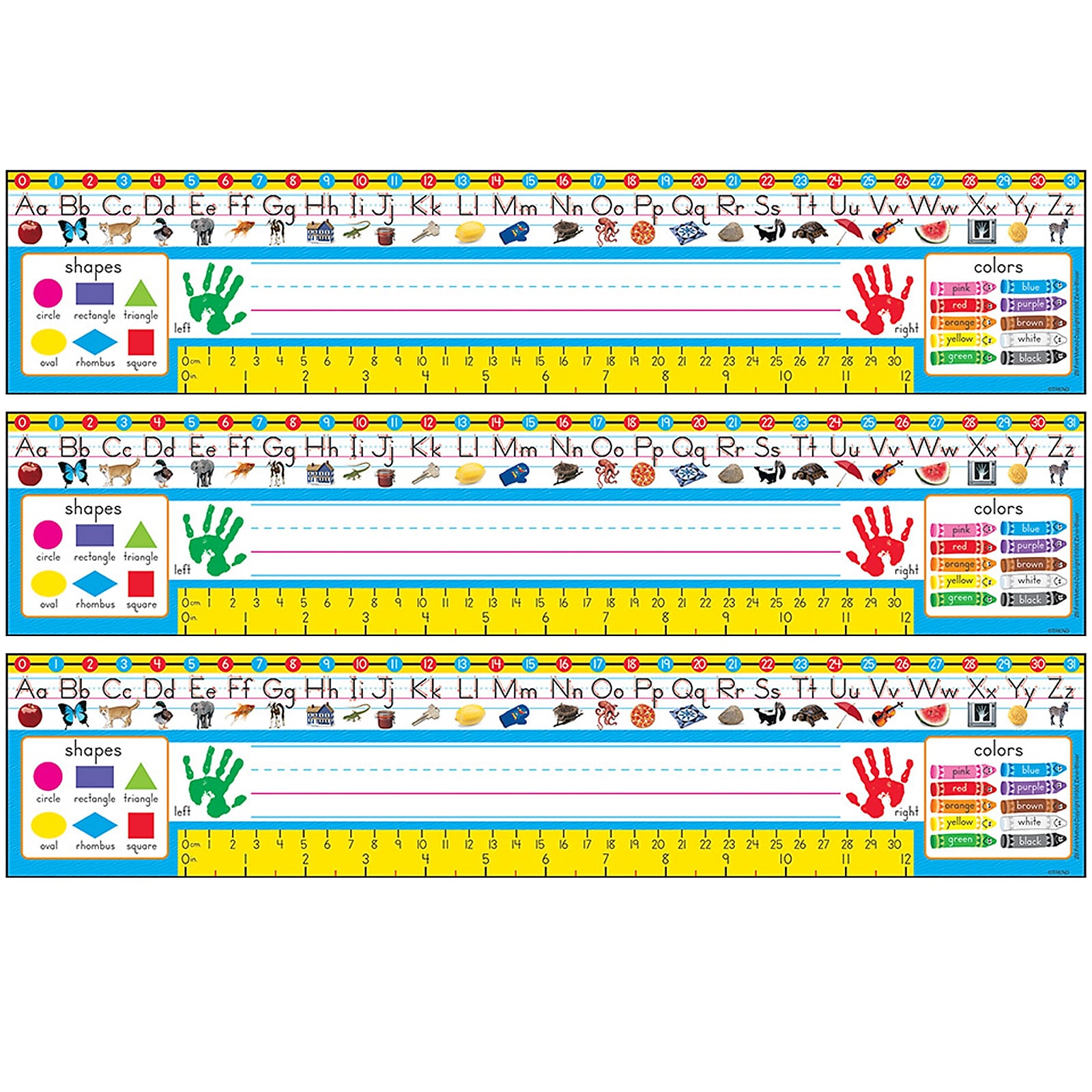 TREND Zaner-Bloser Desk Toppers Reference Name Plates, PreK-1, 3.75" x 18", 36 Per Pack, 3 Packs (T-69401-3)