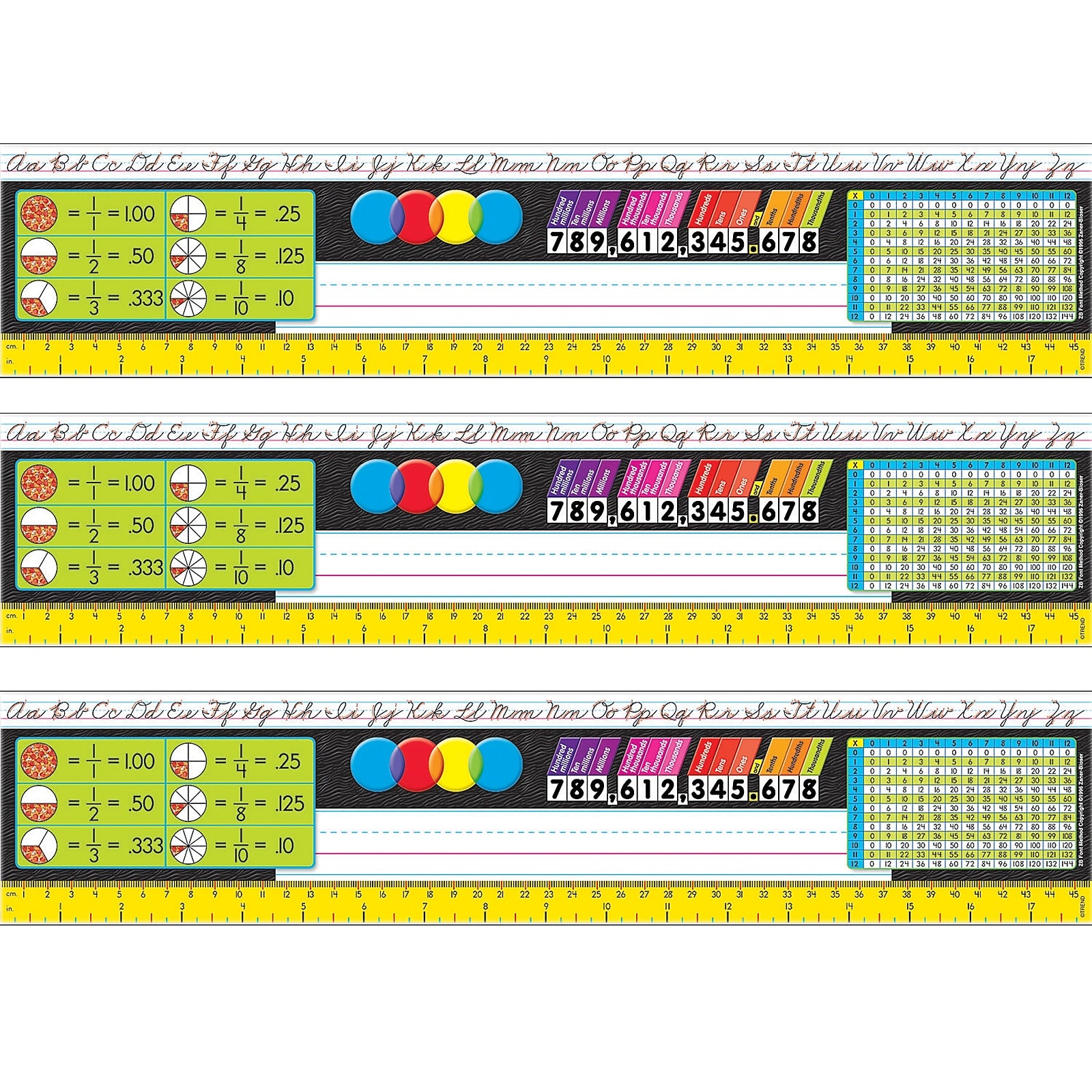 TREND Zaner-Bloser Desk Toppers Reference Name Plates, Grades 3-5, 3.75" x 18", 36 Per Pack, 3 Packs (T-69403-3)