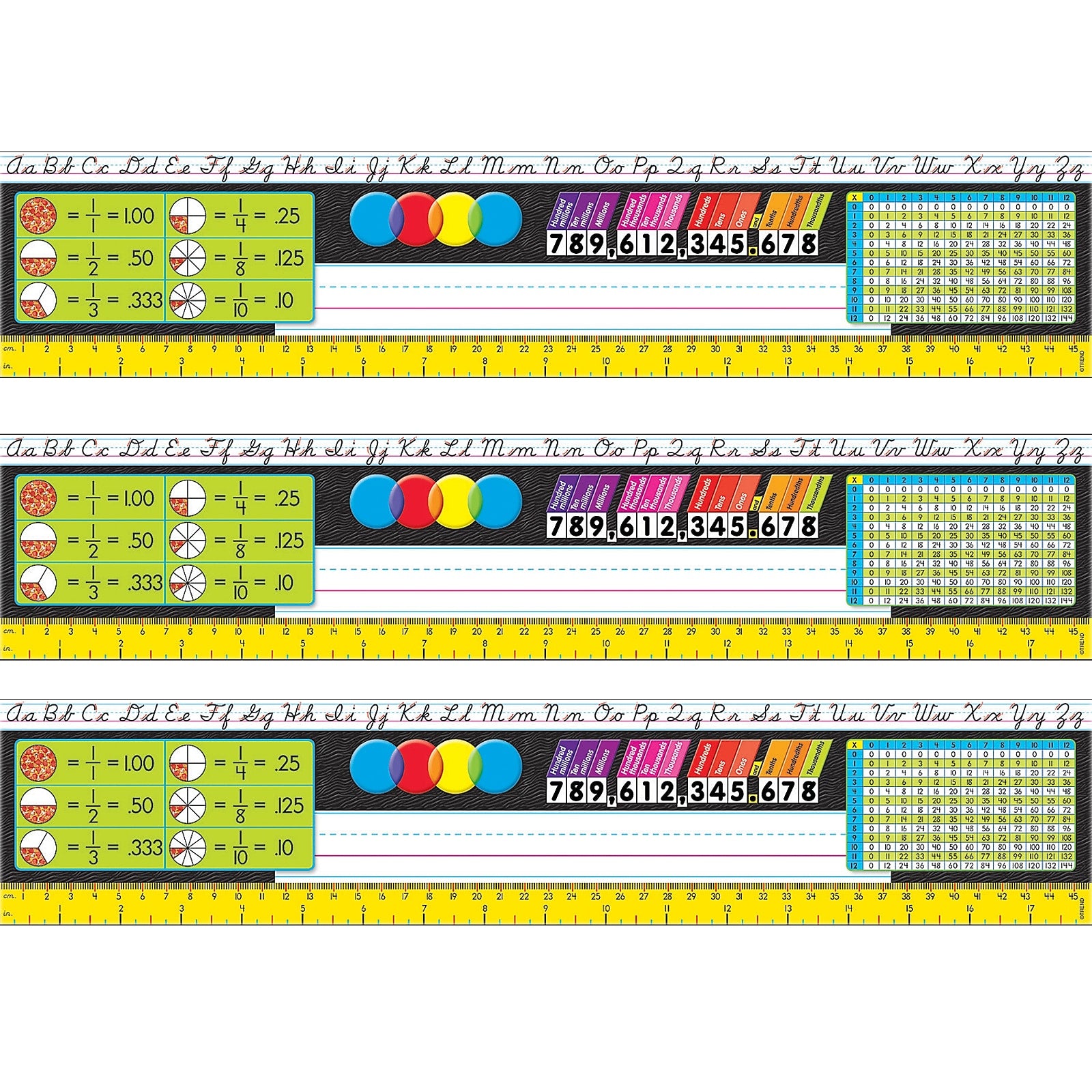 TREND Modern Desk Toppers Reference Name Plates, Grades 3-5, 3.75" x 18", 36 Per Pack, 3 Packs (T-69406-3)