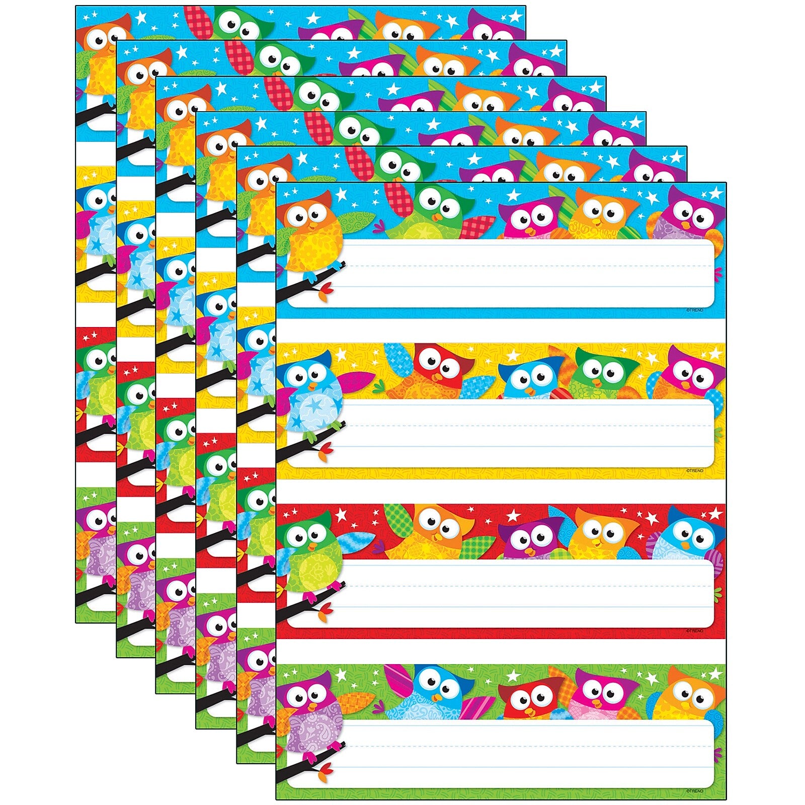 TREND Owl-Stars!® Desk Toppers Name Plates Variety Pack, 2.875" x 9.5", 32 Per Pack, 6 Packs (T-69910-6)