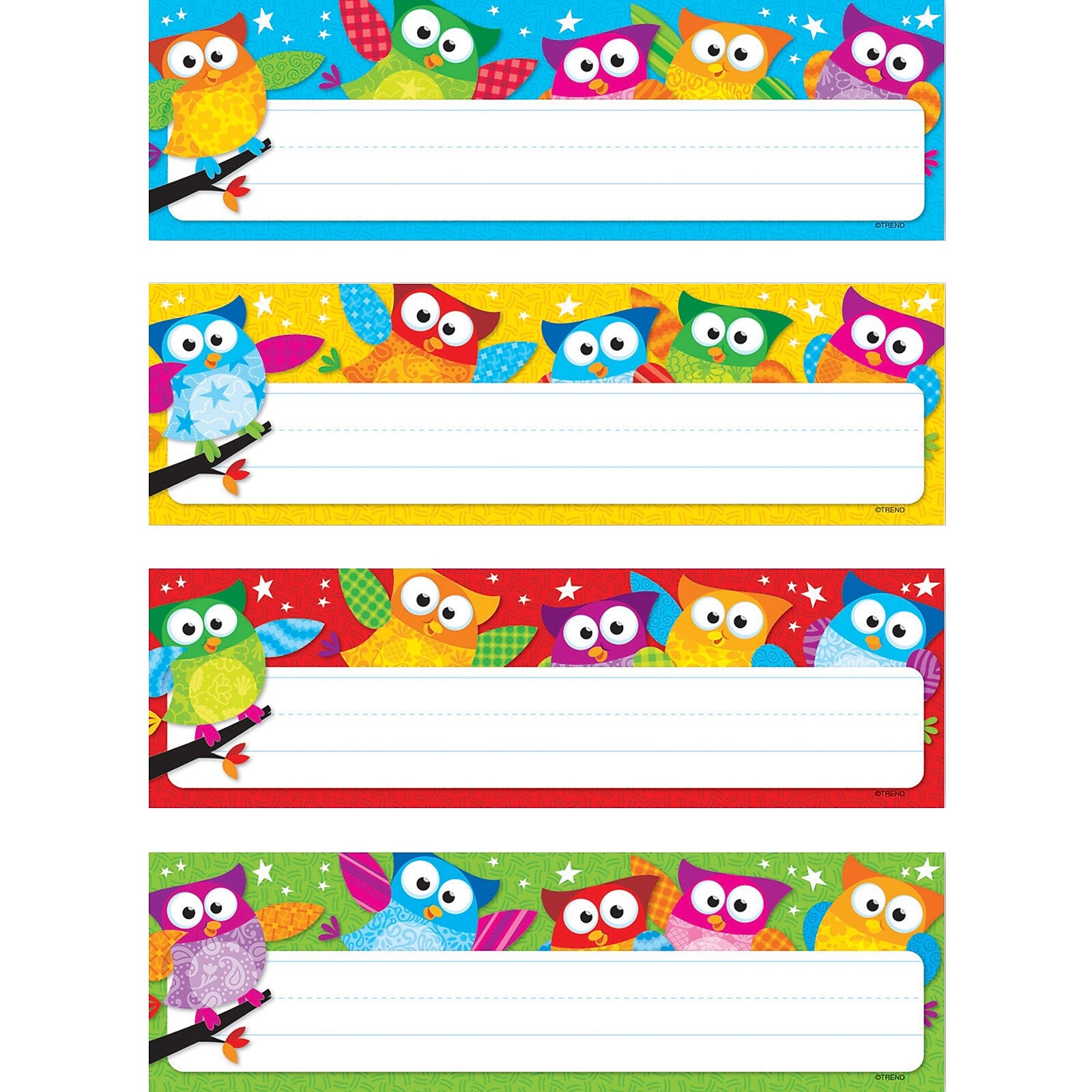 TREND Owl-Stars!® Desk Toppers Name Plates Variety Pack, 2.875" x 9.5", 32 Per Pack, 6 Packs (T-69910-6)