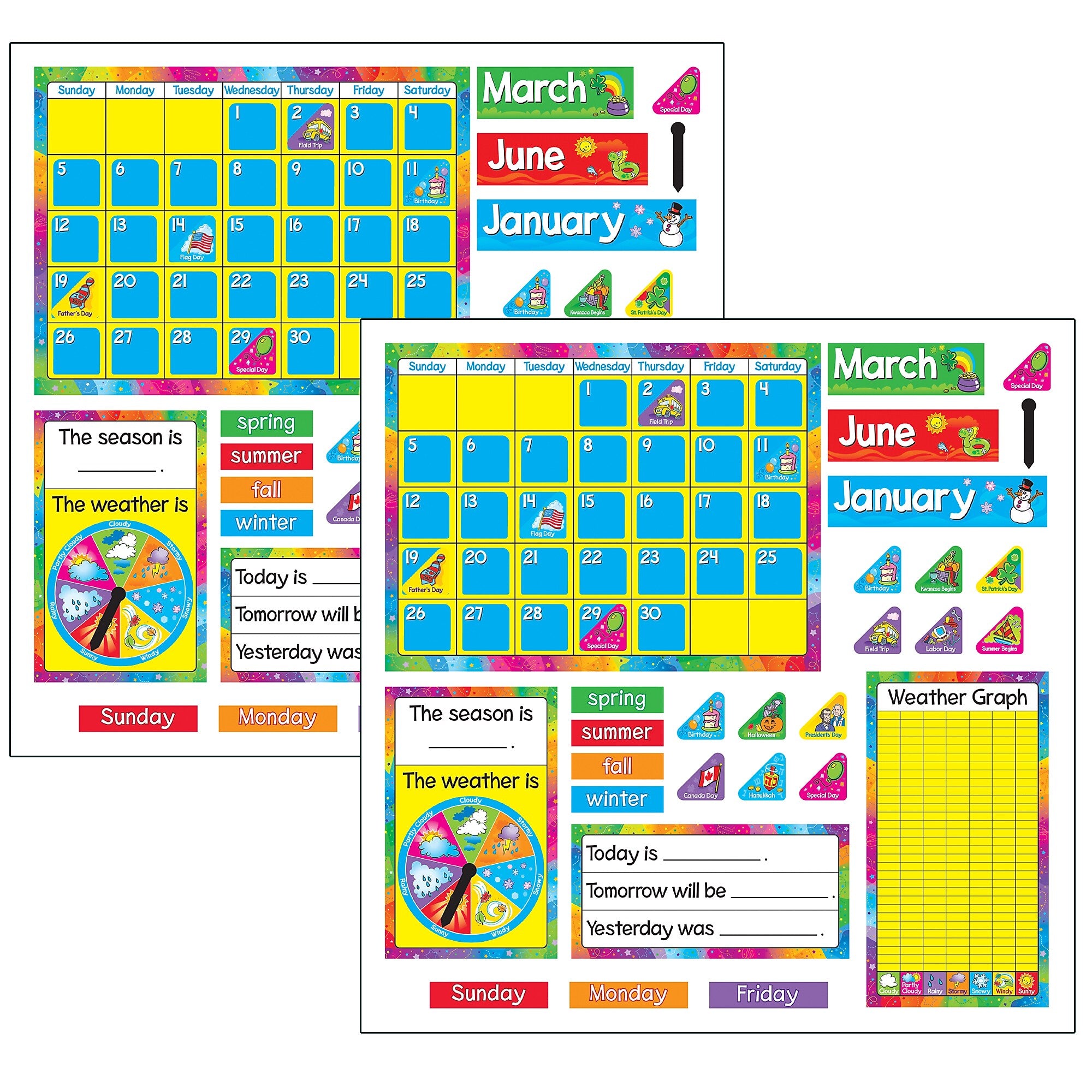 TREND Year Around Calendar Bulletin Board Set, 2 Sets (T-8096-2)