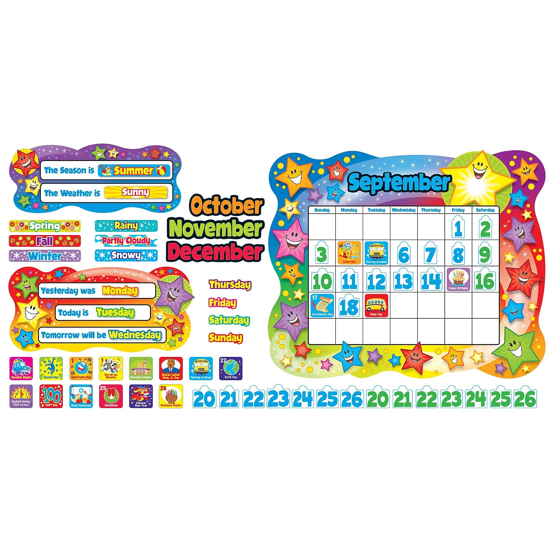 TREND Star Calendar Bulletin Board Set, 2 Sets (T-8194-2)