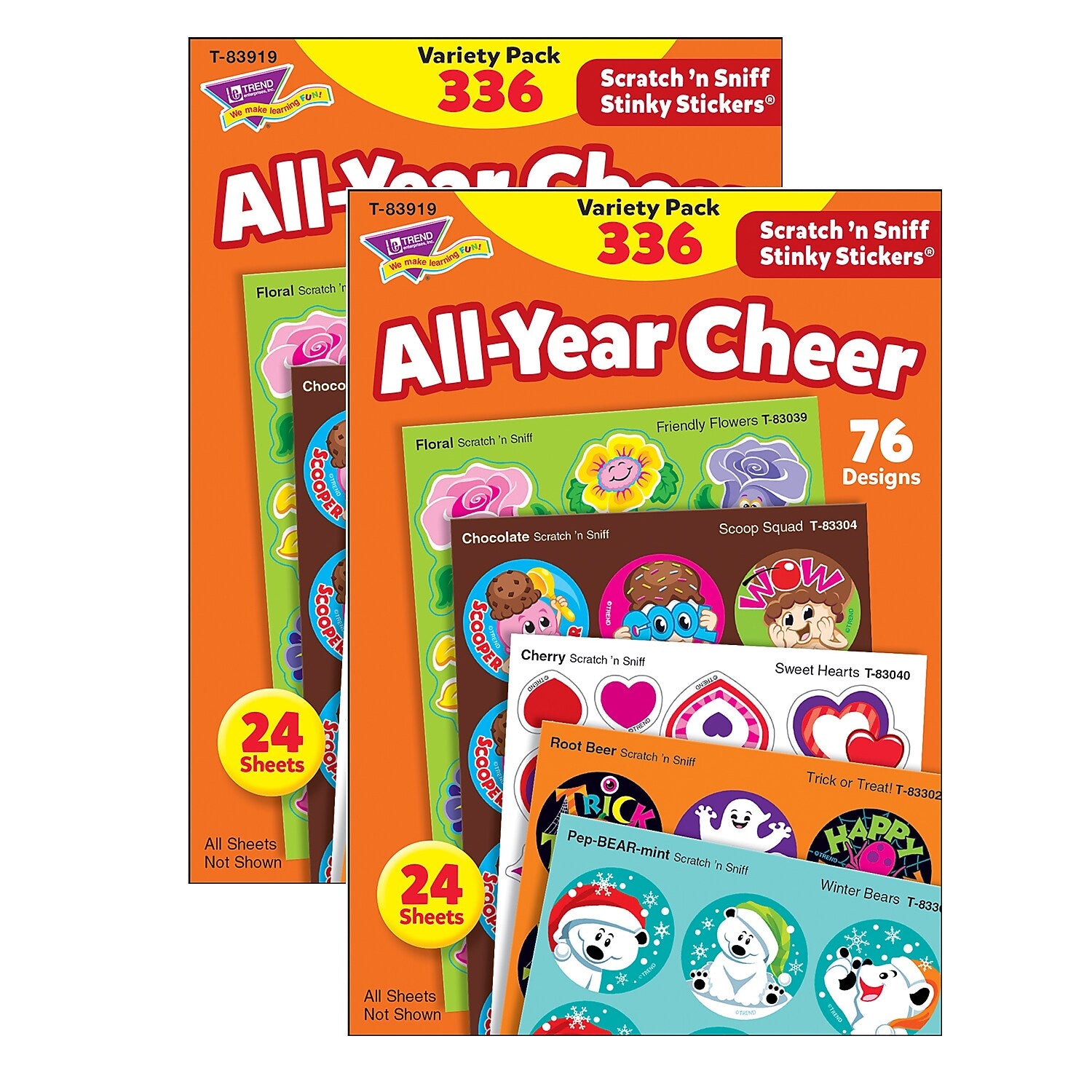TREND All Year Cheer Stinky Stickers® Variety Pack, Multicolored, 336 Per Pack, 2 Packs (T-83919-2)