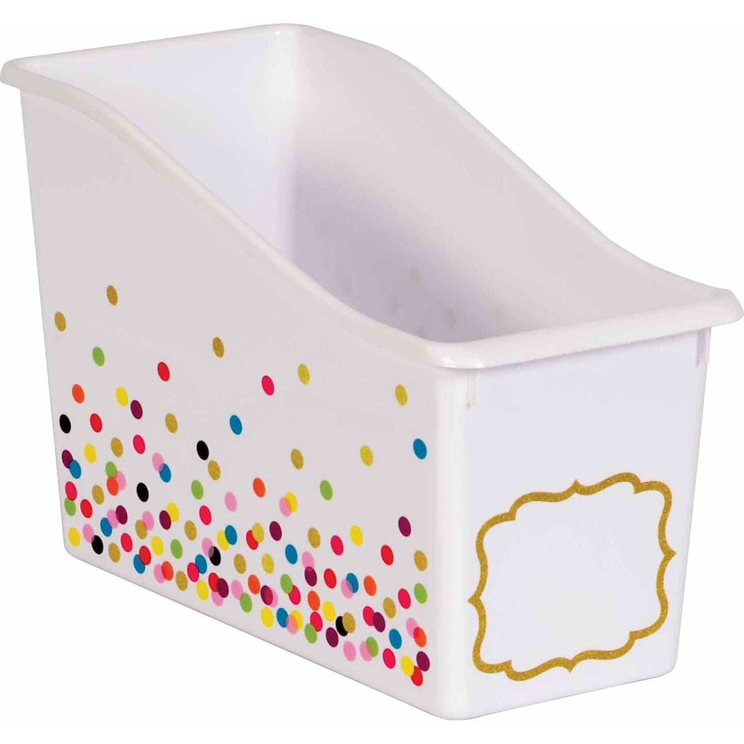 Teacher Created Resources® Plastic Confetti Book Bin, 5.5" x 11.38" x 7.5", Multicolored, Pack of 3 (TCR20335-3)
