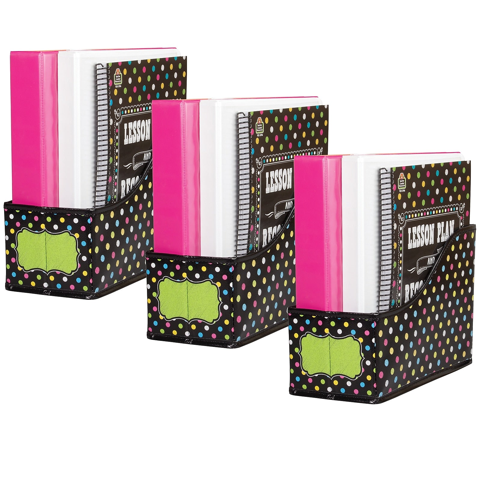 Teacher Created Resources Chalkboard Brights Book Bin, 5" x 8" x 11", Multicolored, Pack of 3 (TCR20784-3)