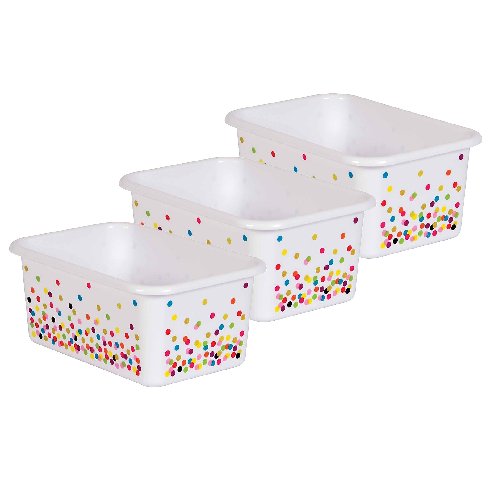 Teacher Created Resources Plastic Small Confetti Storage Bin, 7.75" x 11.38" x 5", Multicolored, Pack of 3 (TCR20888-3)