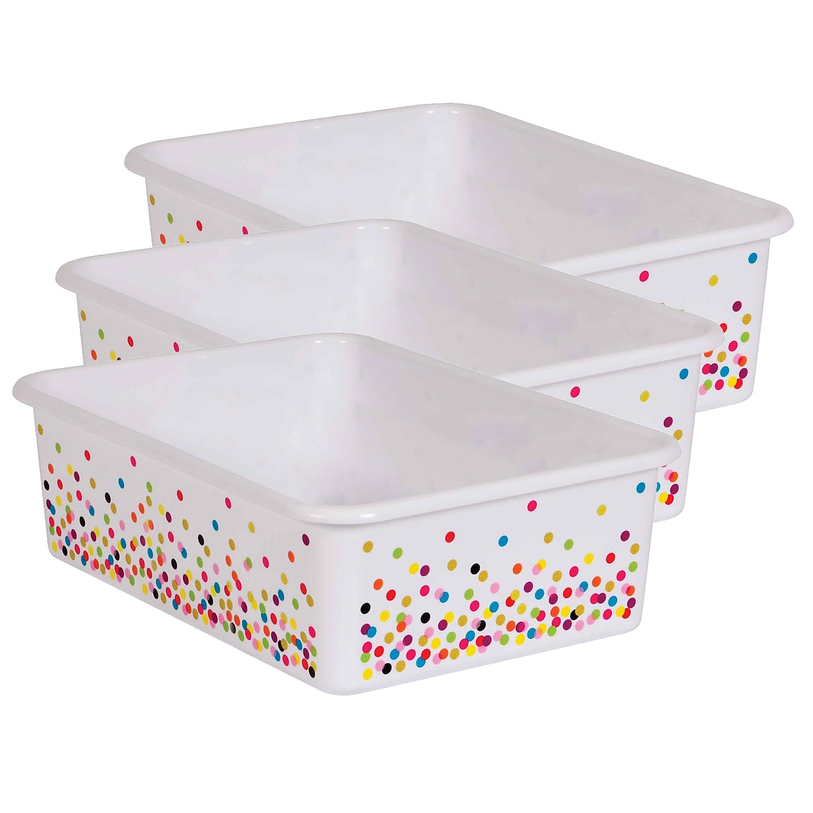 Teacher Created Resources Plastic Large Confetti Storage Bin, 11.5" x 16.25" x 5", Multicolored, 3/Bundle (TCR20895-3)