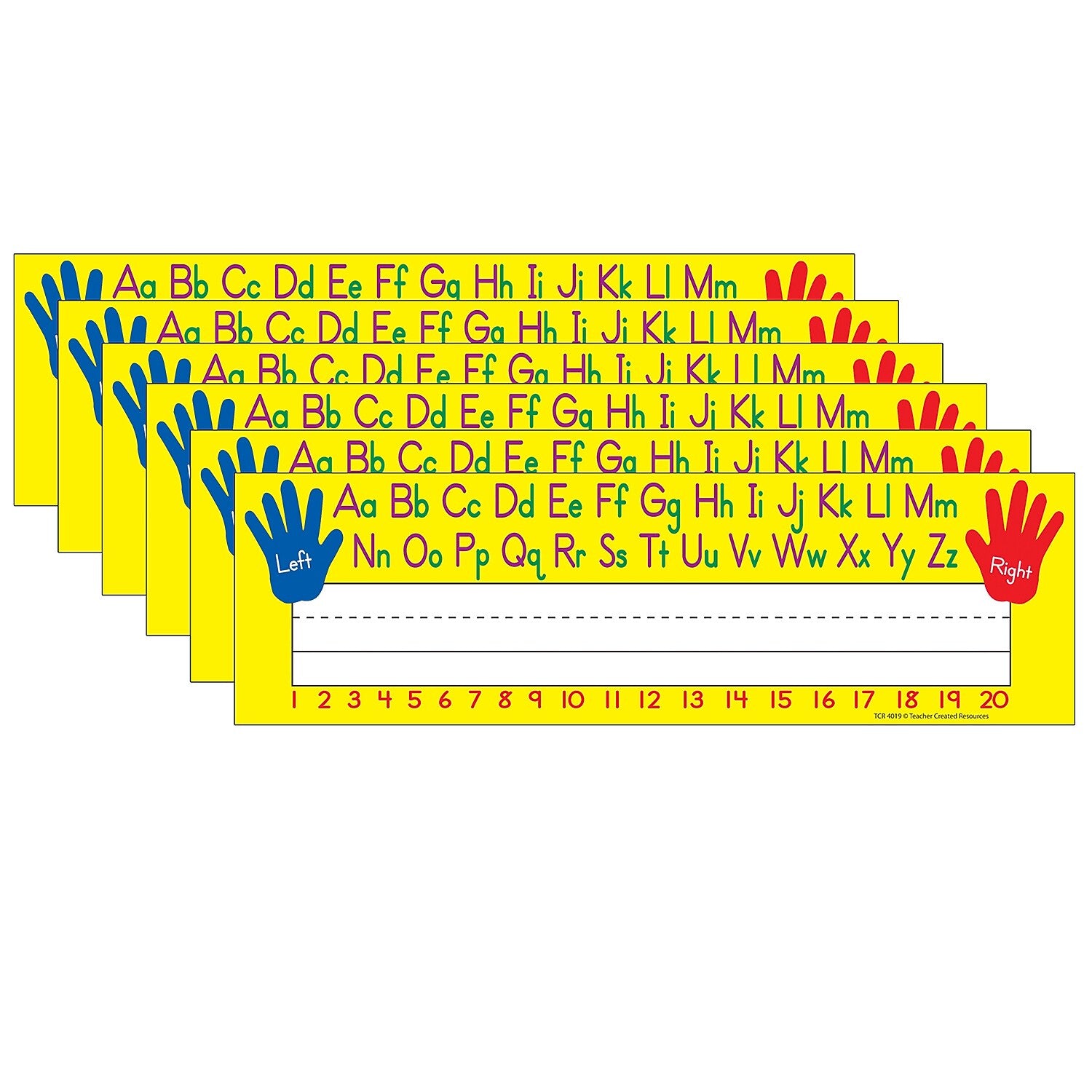 Teacher Created Resources Left/Right Alphabet Name Plates, 3.5" x 11.5", 36 Per Pack, 6 Packs (TCR4019-6)