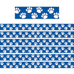 Teacher Created Resources Blue with White Paw Prints Border Trim, 3.5" x 3.125', Blue/White, 12/Pack, 6 Packs/Bundle