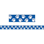 Teacher Created Resources Blue with White Paw Prints Border Trim, 3.5" x 3.125', Blue/White, 12/Pack, 6 Packs/Bundle