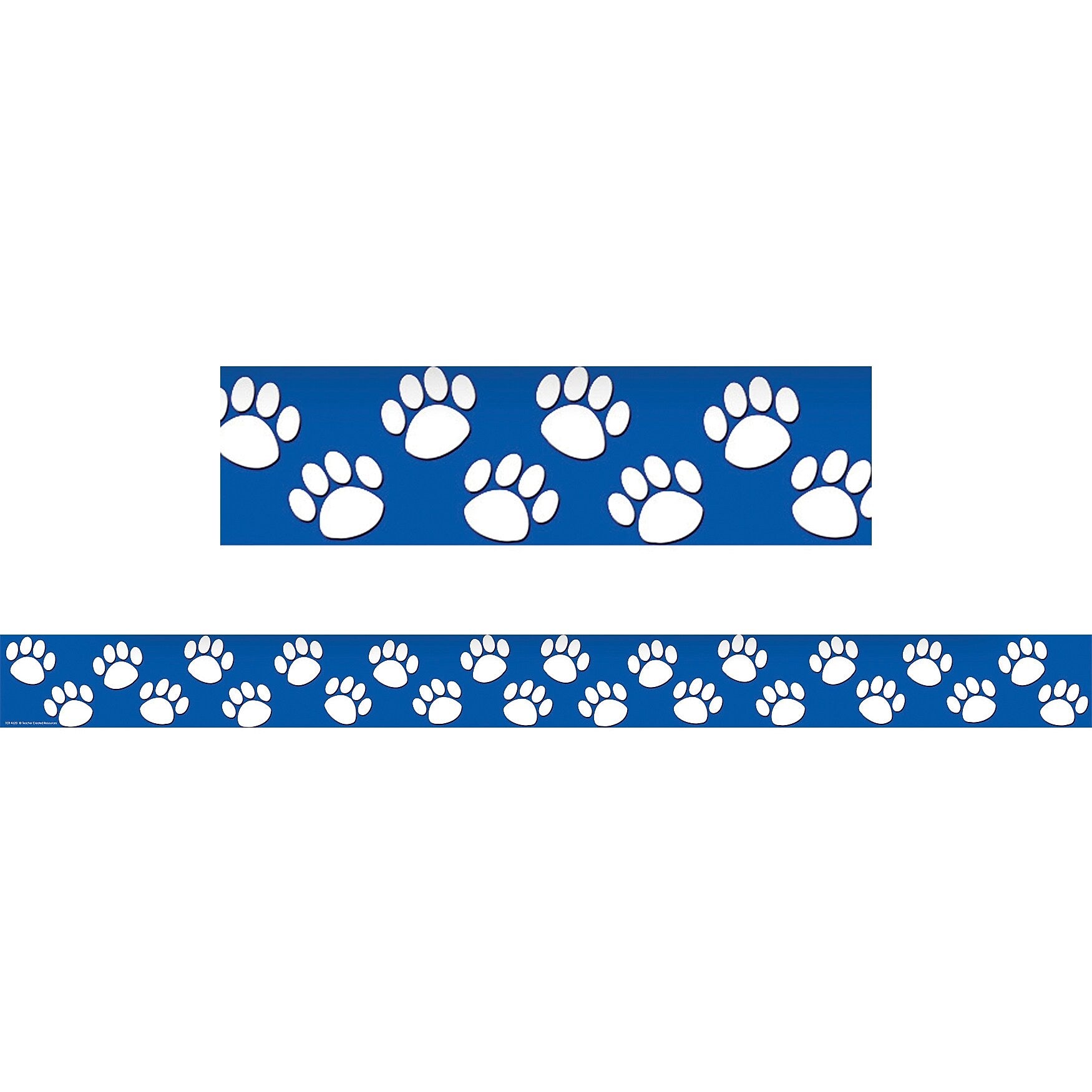 Teacher Created Resources Blue with White Paw Prints Border Trim, 3.5" x 3.125', Blue/White, 12/Pack, 6 Packs/Bundle