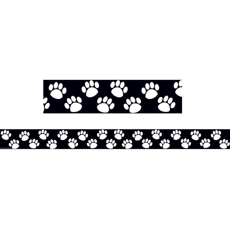 Teacher Created Resources Black with White Paw Prints Border Trim, 35 Feet Per Pack, 6 Packs (TCR4642-6)