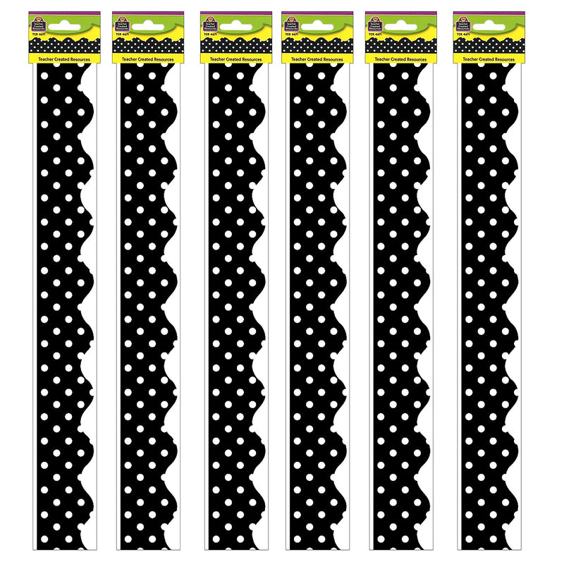 Teacher Created Resources Black Mini Polka Dots Border Trim, 35 Feet Per Pack, 6 Packs (TCR4671-6)