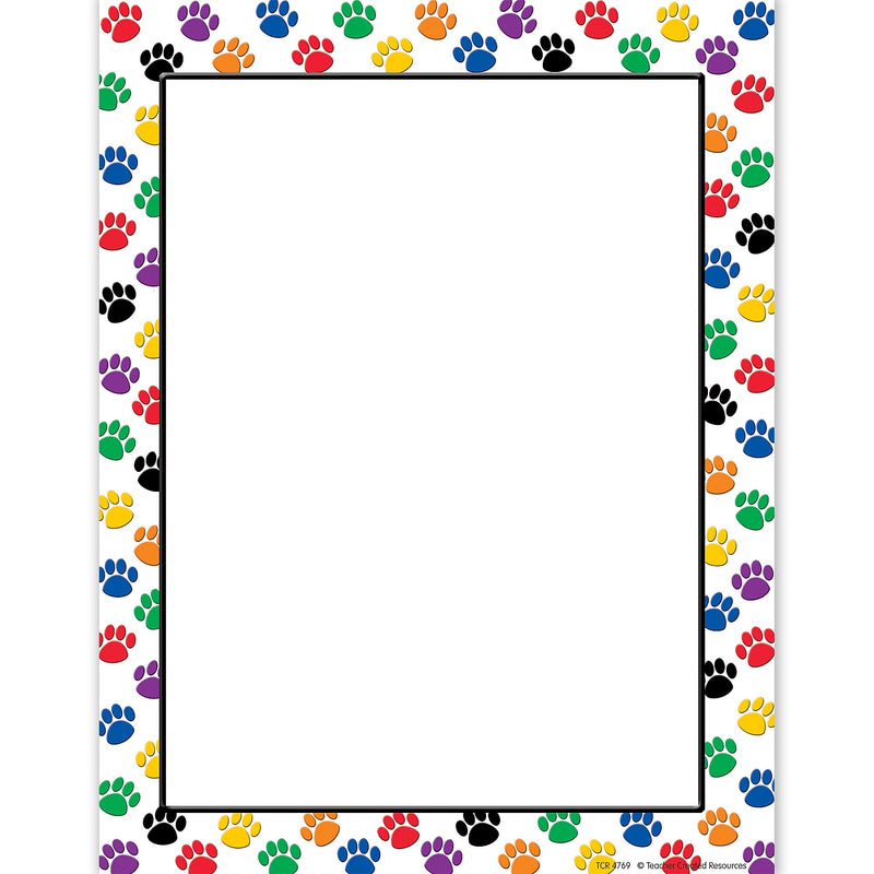 Teacher Created Resources Colorful Paw Prints Computer Paper, 50 Per Pack, 6 Packs (TCR4769-6)