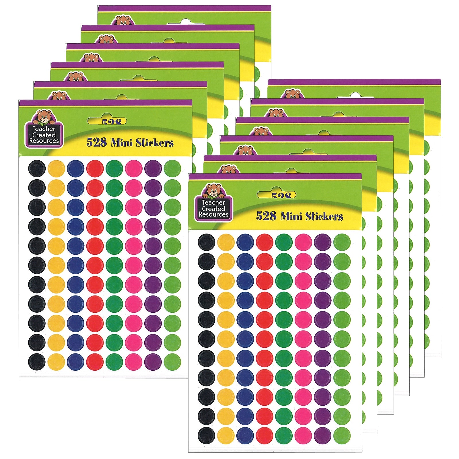 Teacher Created Resources Colorful Circles Mini Stickers, 3/8" Diameter, 528 Per Pack, 12 Packs (TCR4820-12)
